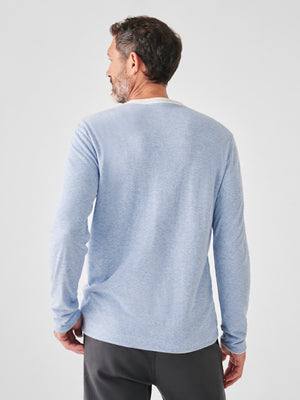 Cloud Cotton Reversible Crew - Ivory Heather Light Blue Heather