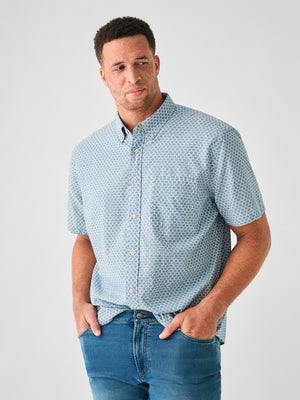 Faherty Men's Short-Sleeve Stretch Playa Shirt (Tall) - Fishscale Redux - Fish Scale Batik, Size LT, Cotton/Elastane