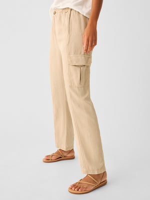 Linen Elastic Waist Cargo Pant