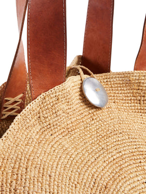 Round Straw Tote - Natural