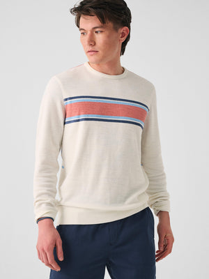 Cabana Towel Terry Summer Wave Crewneck - White Shell | Faherty Brand