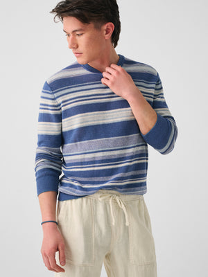 Beach Stripe Linen Sweater - Azure Stripe Faherty Brand