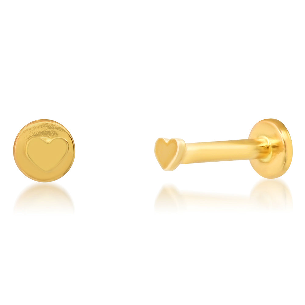 14K Gold Heart Flat Back Stud