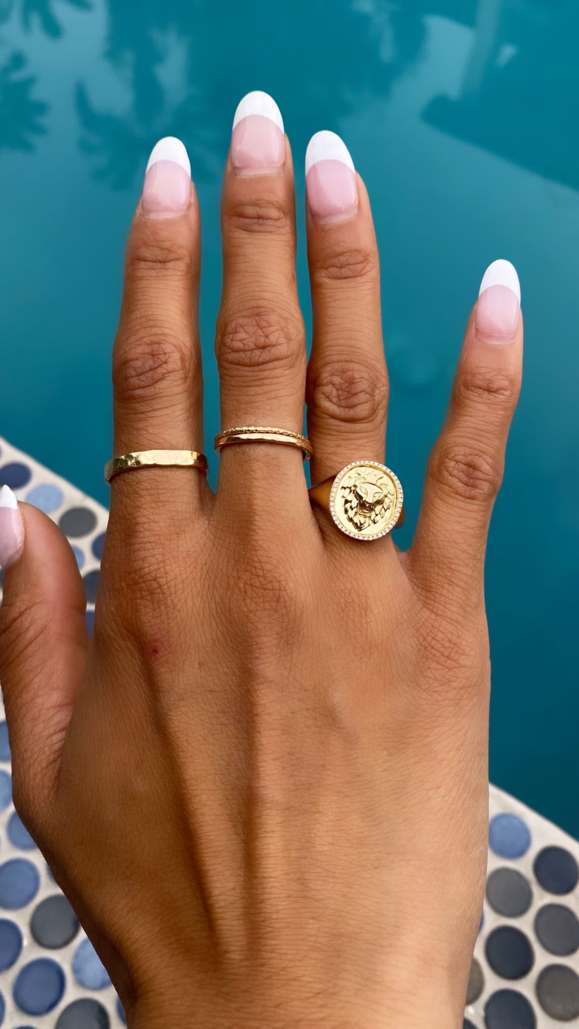 14K Yellow Gold Large Diamond Lion Signet Ring