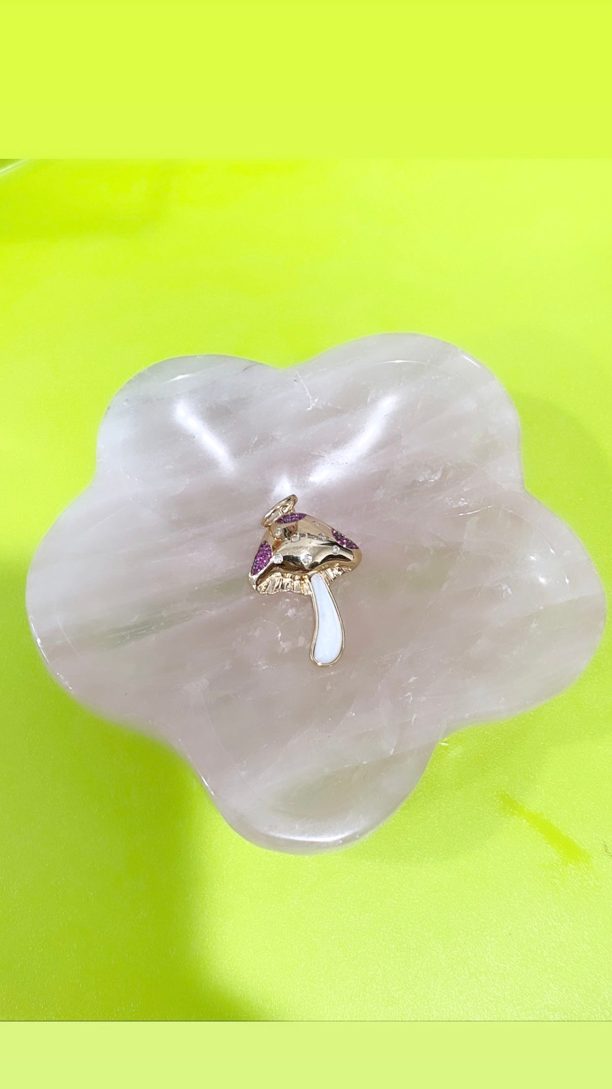 14K Yellow Gold Magical Mother of Pearl Mushroom Charm