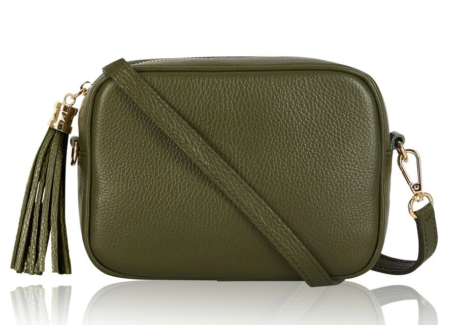 green leather cross body bag