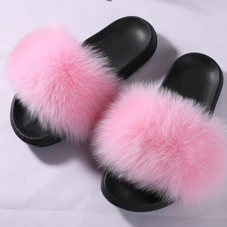 real fur flip flops