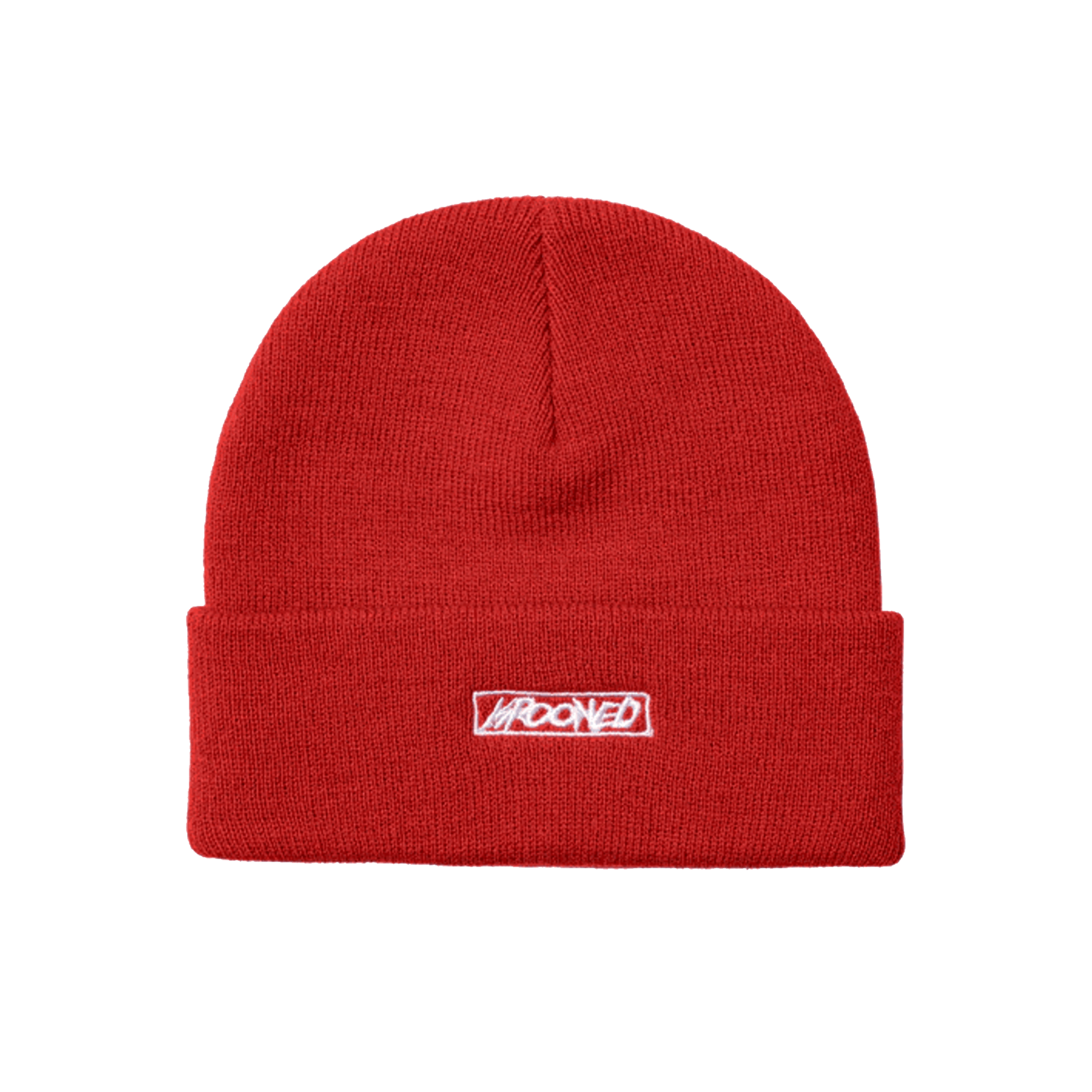 Krooked Moonsmile Script Cuff Beanie - Dark Red
