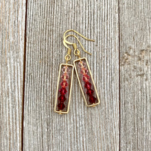 Load image into Gallery viewer, Framed Red to Pink Ombre Swarovski Crystal Earrings
