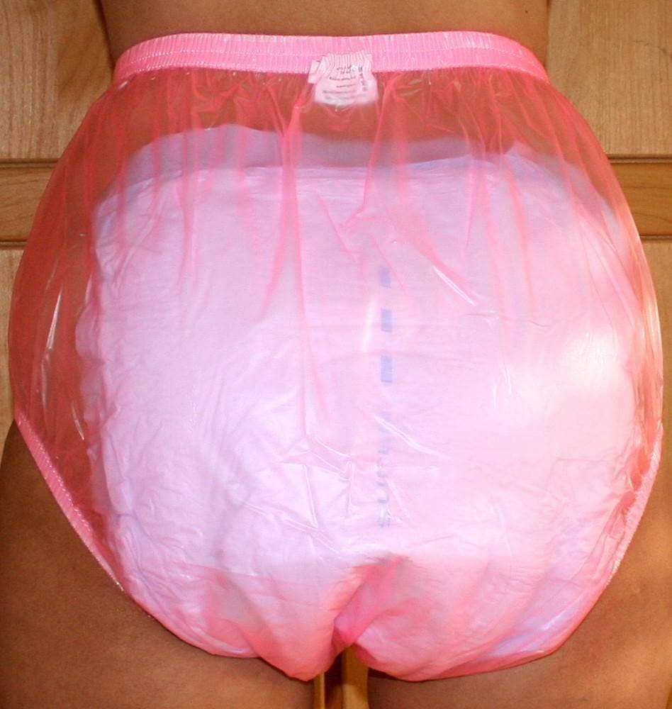 PVC Adult Baby Incontinence Diaper Pants Rubber Pants pink transparent ...