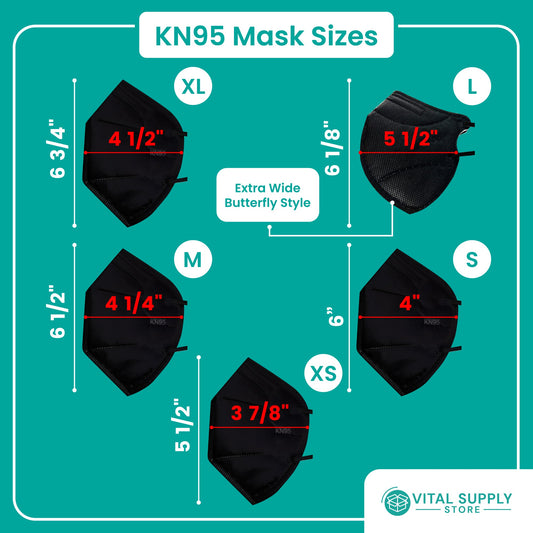 Kn95 Masks In Sizes From Extra Large to Small - 5 Size Options – Vital  Supply Store