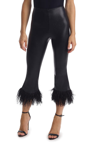 Commando, Crop High Waist Feather Trim Faux Leather Leggings, Nordstrom Rack