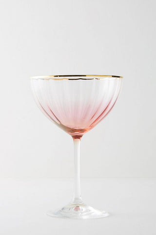 pink and gold coupe drink glass