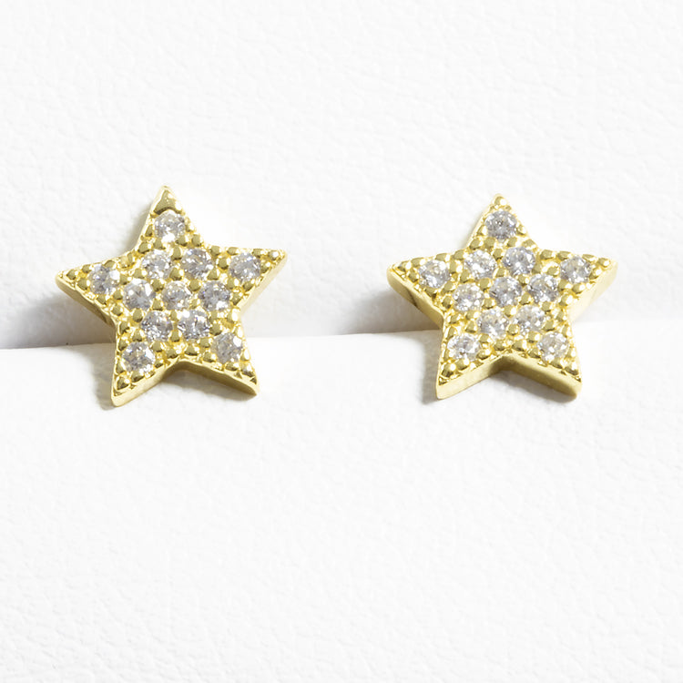 Tiny Star Shaped Pave Stud Earrings 