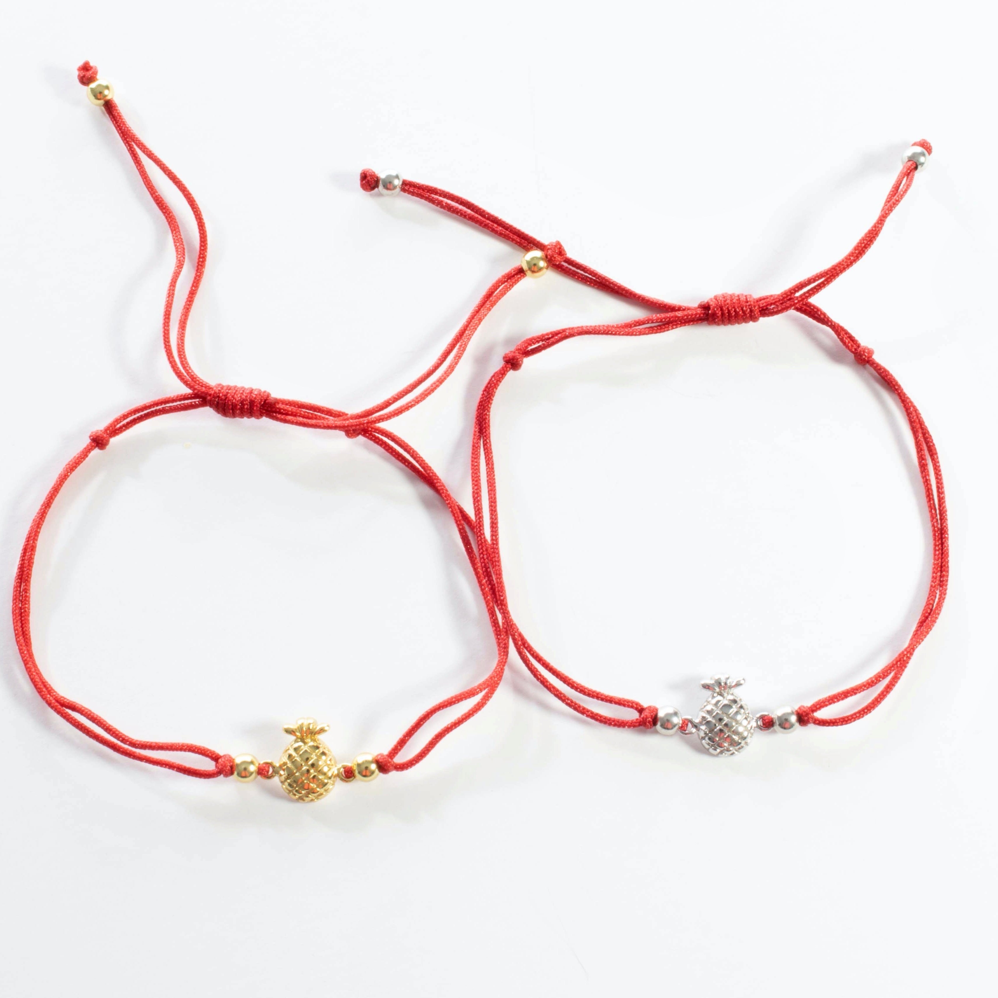 Red String Pineapple Bracelet - Gold or Silver – Balara Jewelry