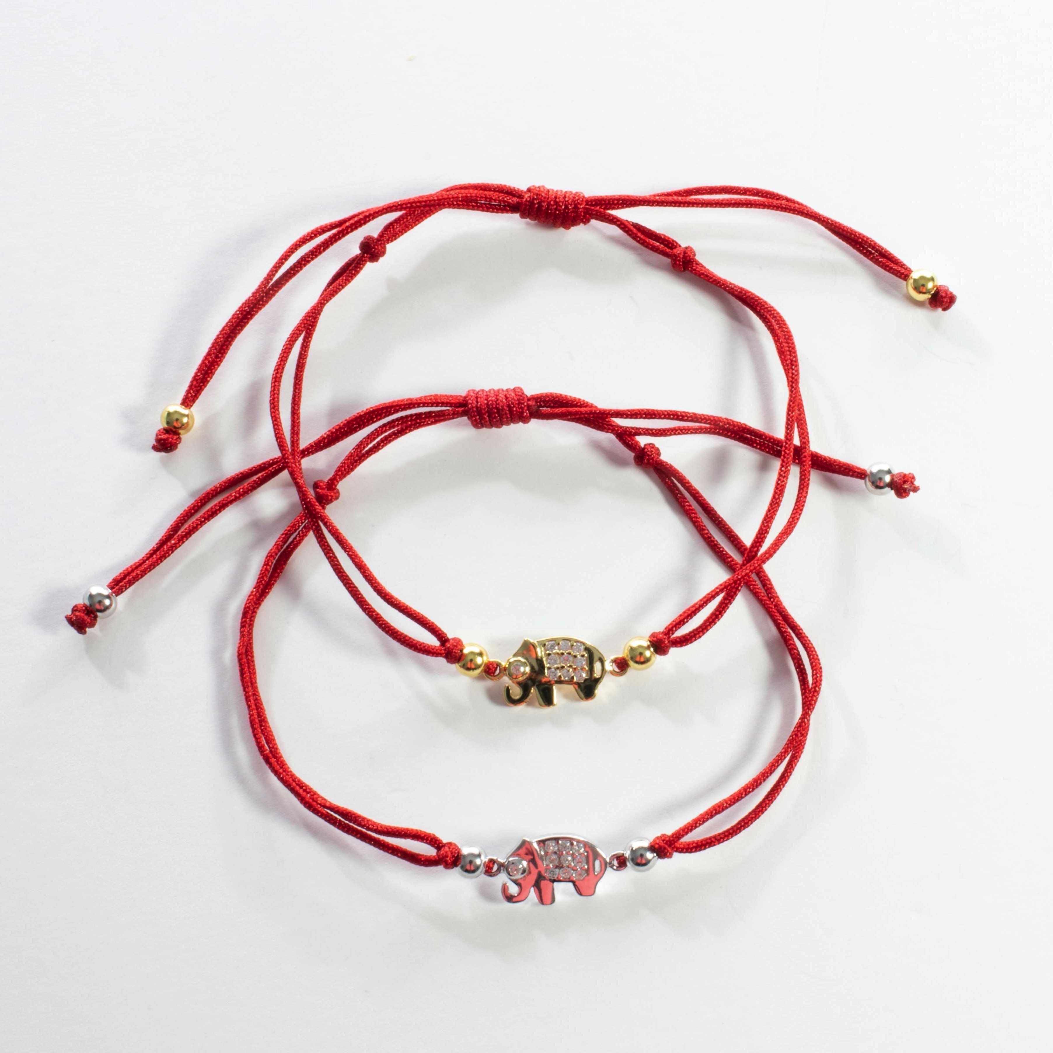 Red String Elephant Bracelet - Gold or Silver – Balara Jewelry