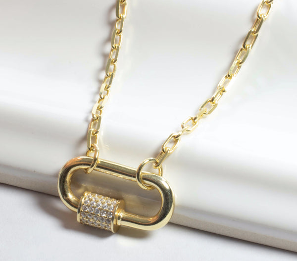 Link Chain Carabiner Lock Necklace - Gold – Balara Jewelry