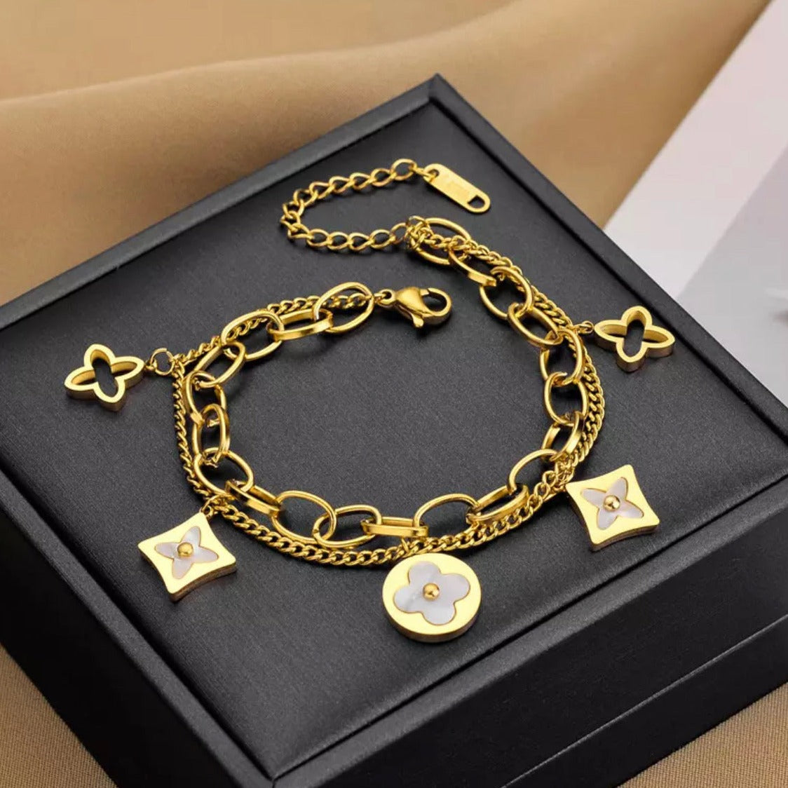 MOP Four Leaf Clover Bracelet - Gold or Silver – Balara Jewelry