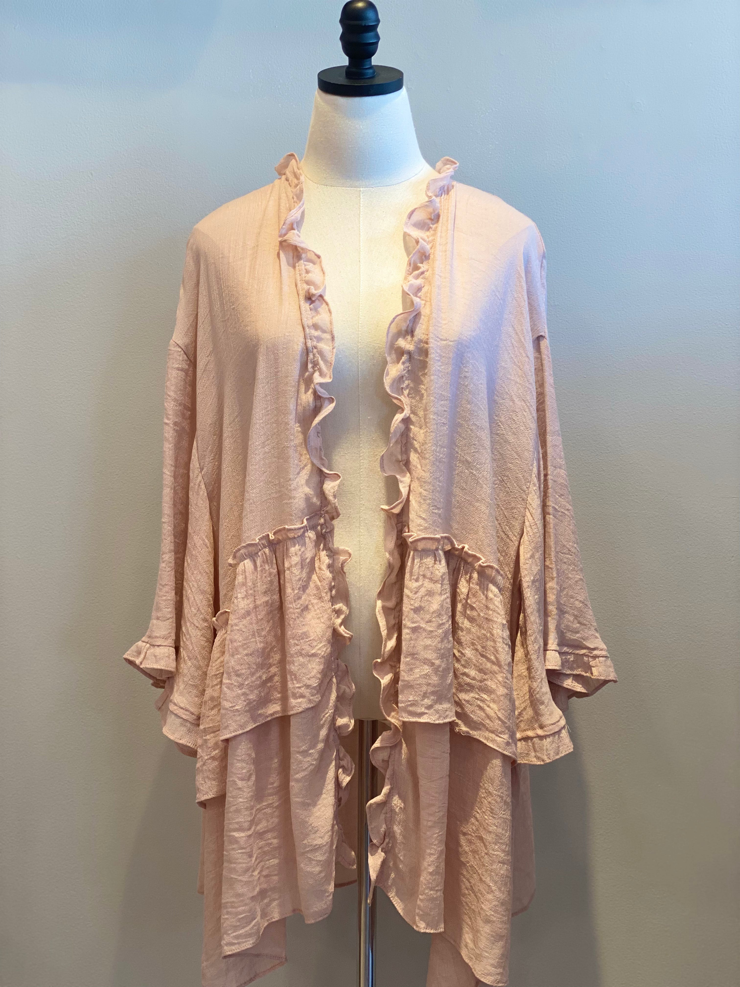 Ruffled Tiered Open Kimono