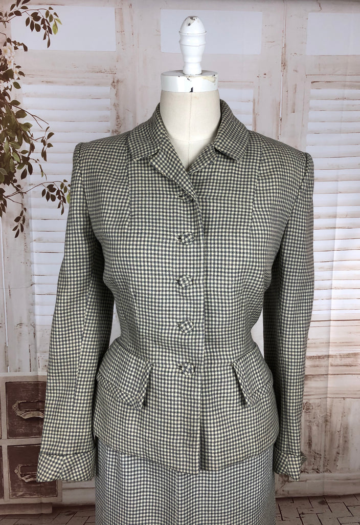 Original 1940s 40s Vintage Grey Houndstooth Wool Skirt Suit By Ruth Da ...