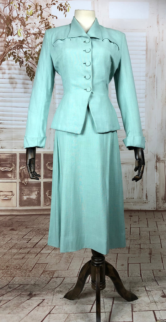 Amazing Original 1940s 40s Vintage Pale Aqua Blue Summer Suit – Black ...