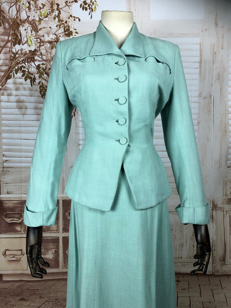 Amazing Original 1940s 40s Vintage Pale Aqua Blue Summer Suit – Black ...