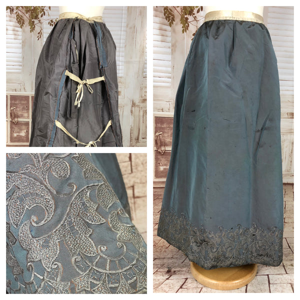 Original Victorian 1800s Antique Slate Blue Faille Bustle Back Skirt W ...