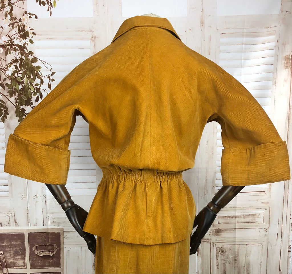 Original 1940s 40s Vintage Mustard Yellow Corduroy Suit With Huge Flut ...