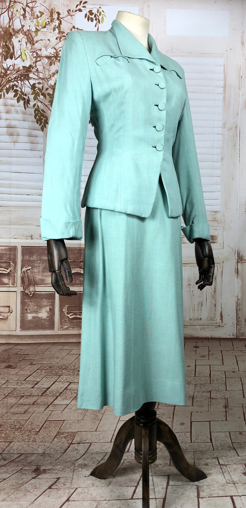 Amazing Original 1940s 40s Vintage Pale Aqua Blue Summer Suit – Black ...