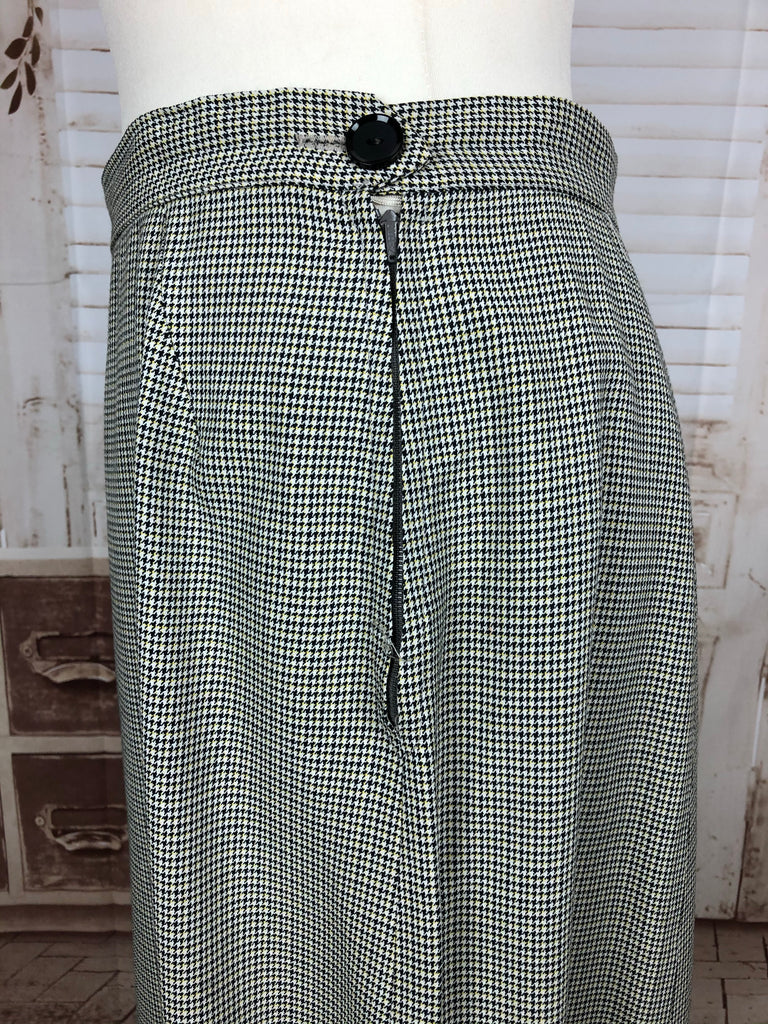 Original 1940s 40s Vintage Black And Mustard Micro Houndstooth Skirt S ...