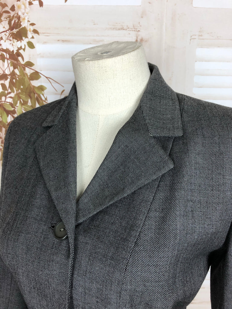 Original 1940s 40s Grey Wool Suit Jacket With Gorgeous Pockets – Black ...