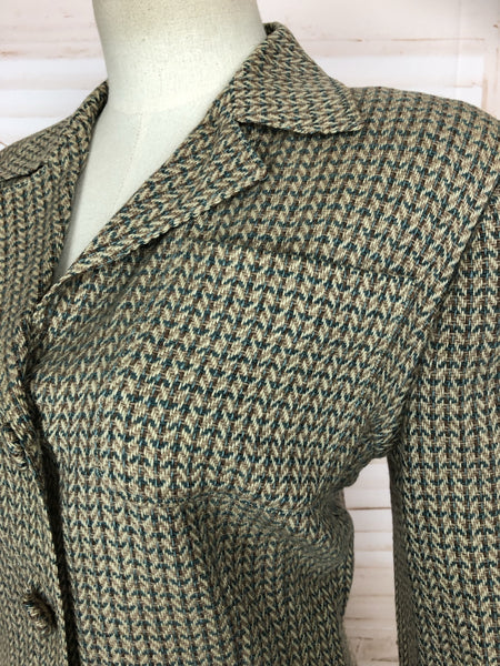 Classic 1940s 40s Original Vintage Wartime Green And Teal Tweed Suit F ...