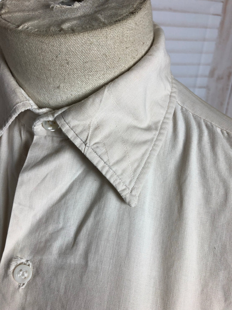 Original 1940s 40s Vintage French White Poplin Men’s Shirt – Black ...