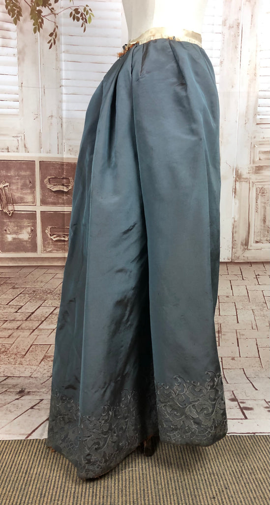 Original Victorian 1800s Antique Slate Blue Faille Bustle Back Skirt W ...