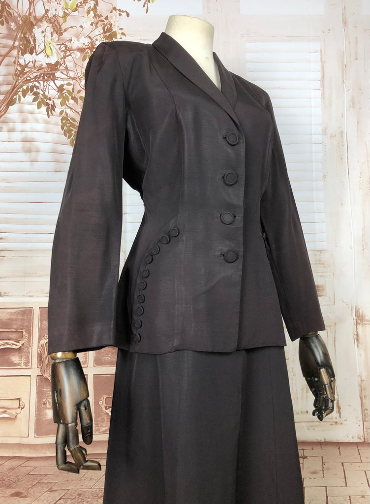 Stunning Original 1940s 40s Volup Vintage Dark Brown Faille Suit With ...