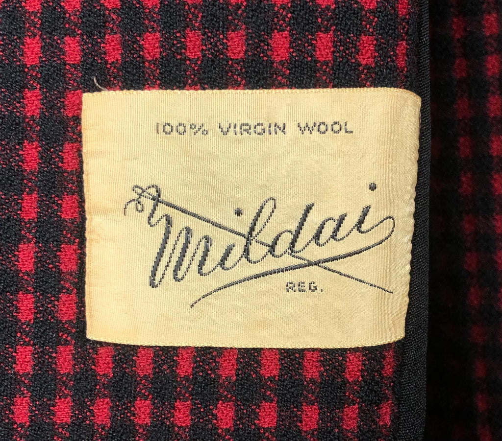 Original 1940s 40s Vintage Red And Black Check Suit With Velvet Collar ...