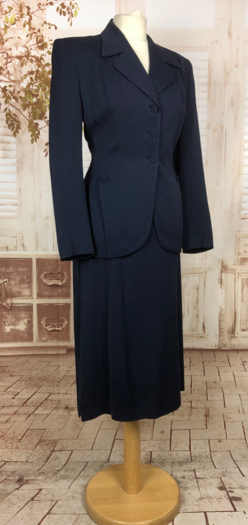 Original 1940s 40s Vintage Navy Blue Gabardine Skirt Suit By Stagnitto ...