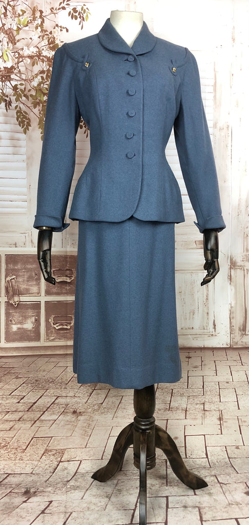 Original 1950s 50s Vintage Cornflower Blue Wool Suit By Grey Room ...
