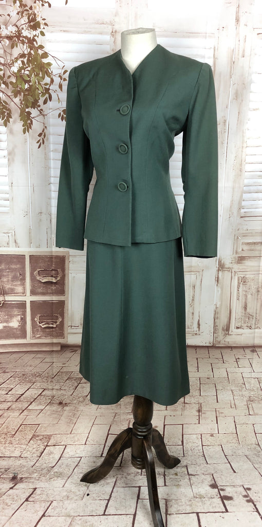 Original 1940s 40s Vintage Sage Green Gab Gabardine Skirt Suit – Black ...
