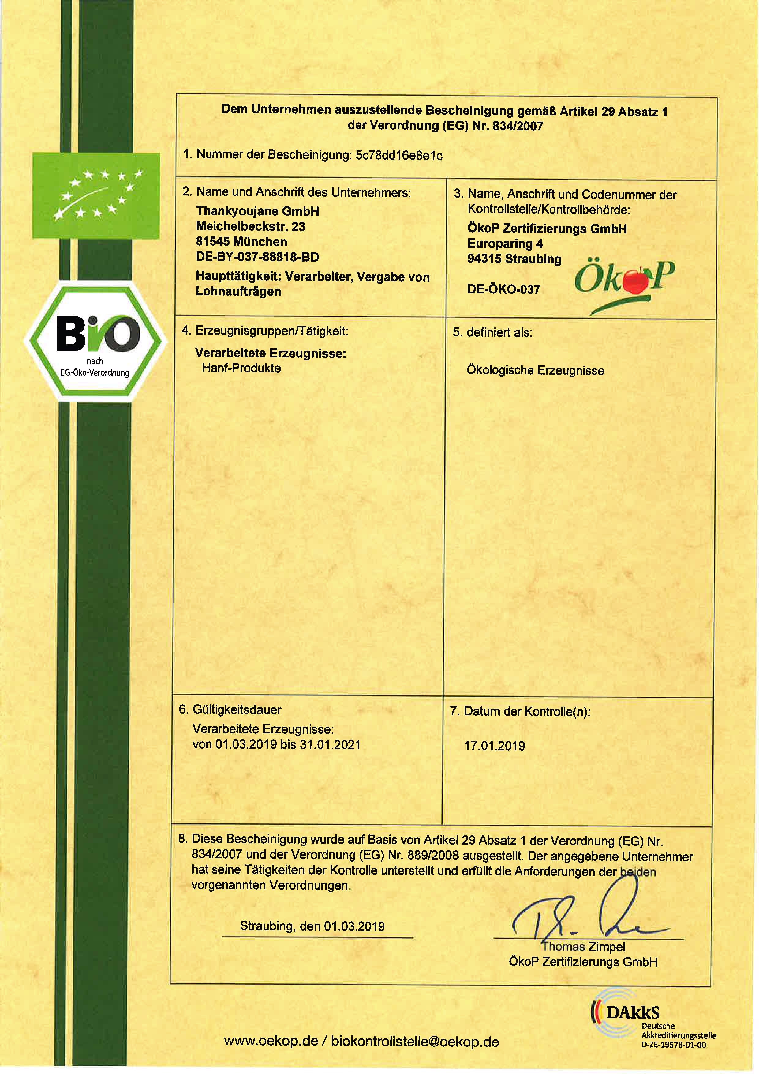Thankyoujane-Cantura-Bio Zertifizierung nach EG-OEKO-Verordnung_01032019