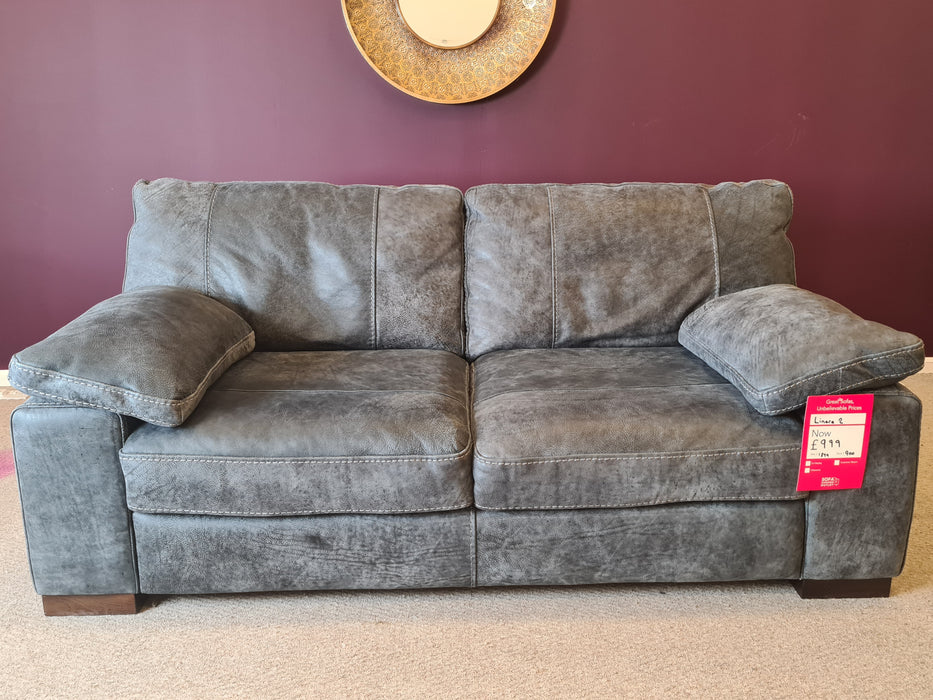 Linara 2 Seater - Leather Sofa - Utah Grey