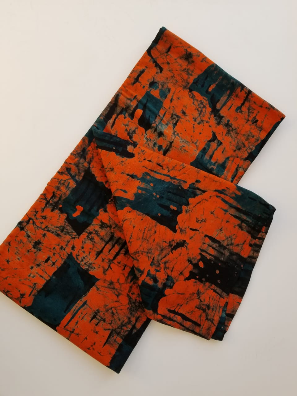 Green and orange Batik Fabric-fabric-Letasi Design Studio