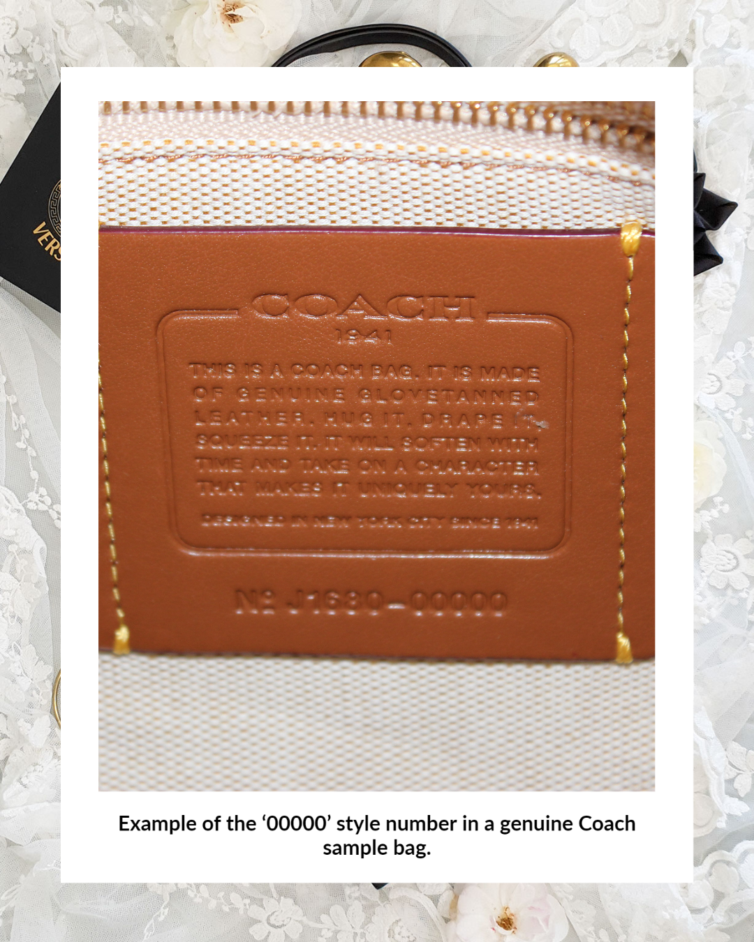 Coach sample bag style number 00000 authentic serial number guide