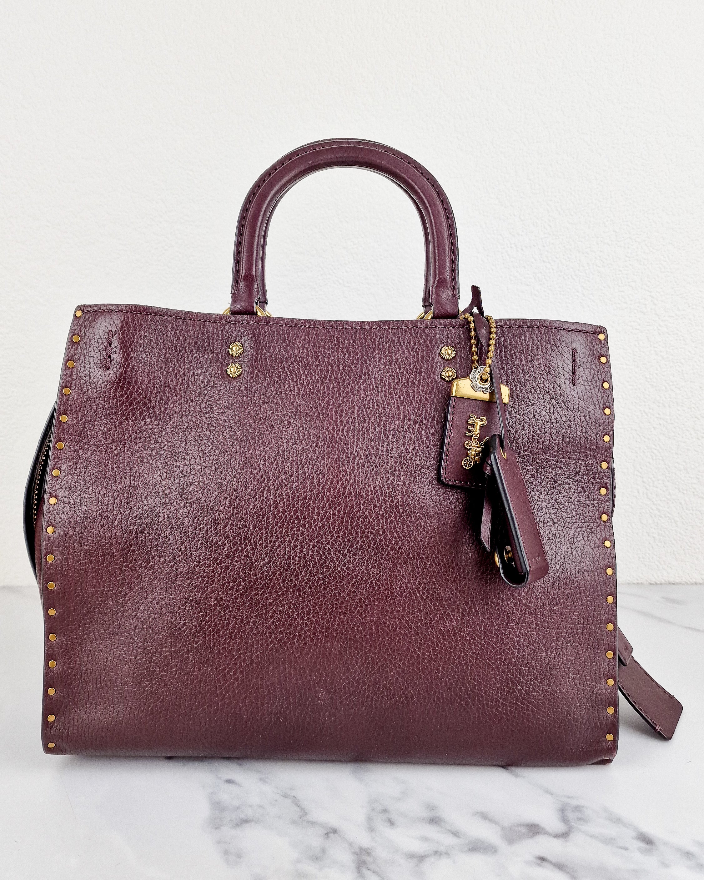 Coach 1941 Rogue 31 in Oxblood Pebble Leather with Border Rivets & Brass Hardware - Coach 30457