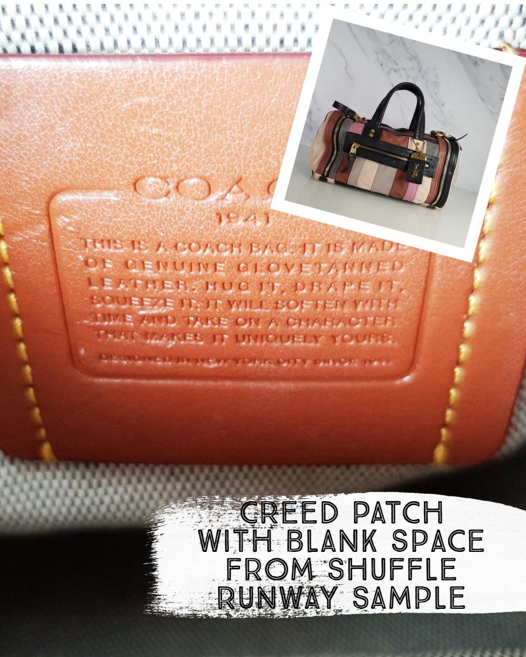 Coach shuffle runway sample bag blank creed patch no style number