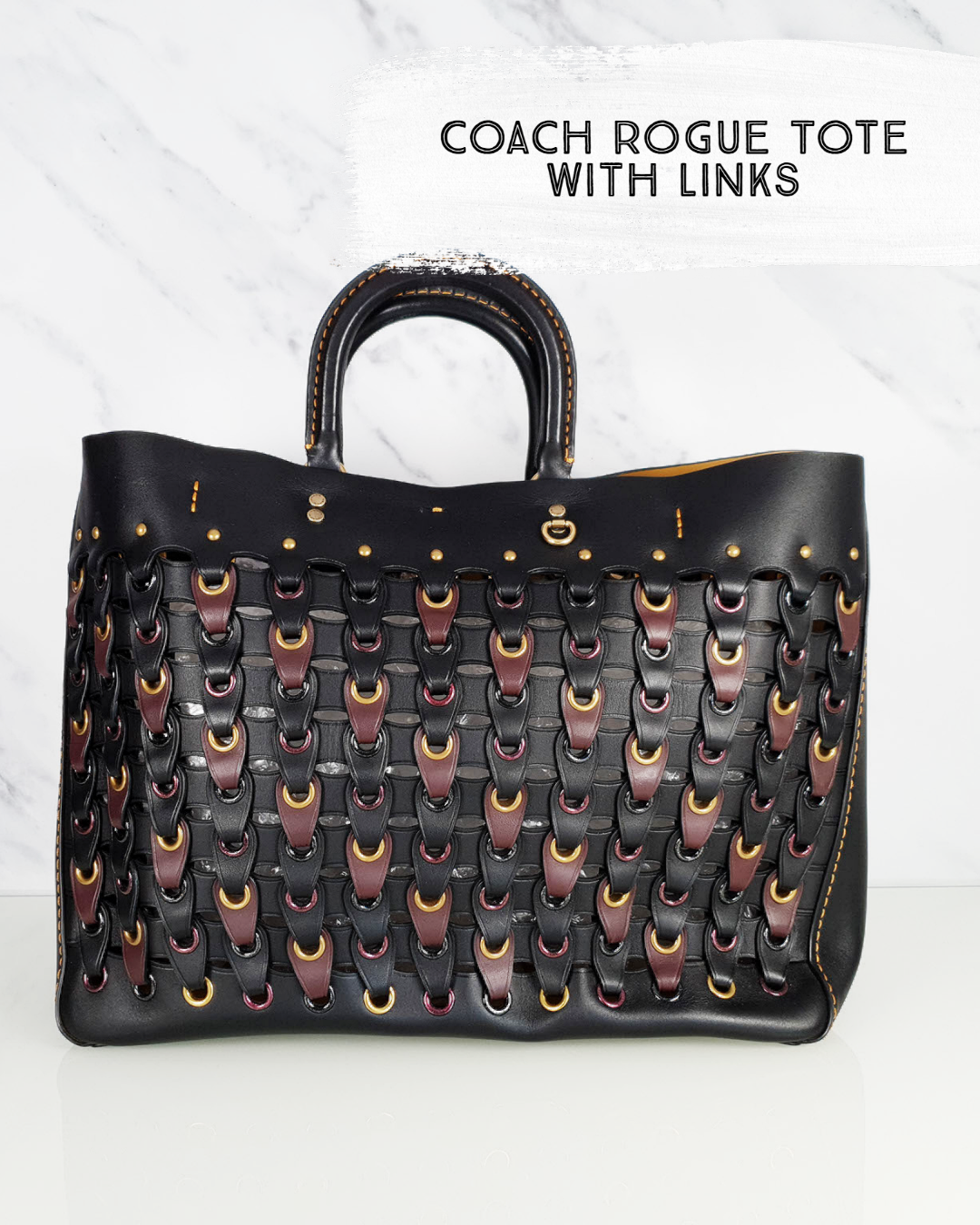 Coach Rogue Tote with Links in Black & Burgundy - Essex Fashion House