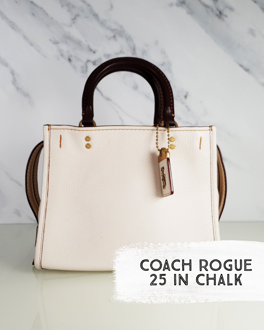 Coach rogue 25 in chalk pebble leather handbag