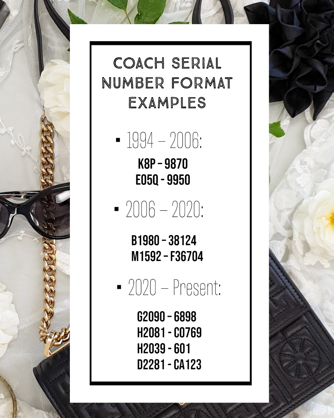 Coach serial number style number formats