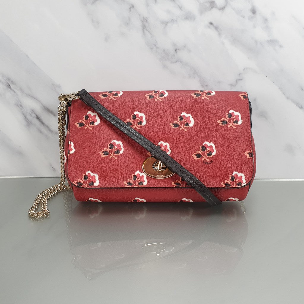 coach purse with red roses