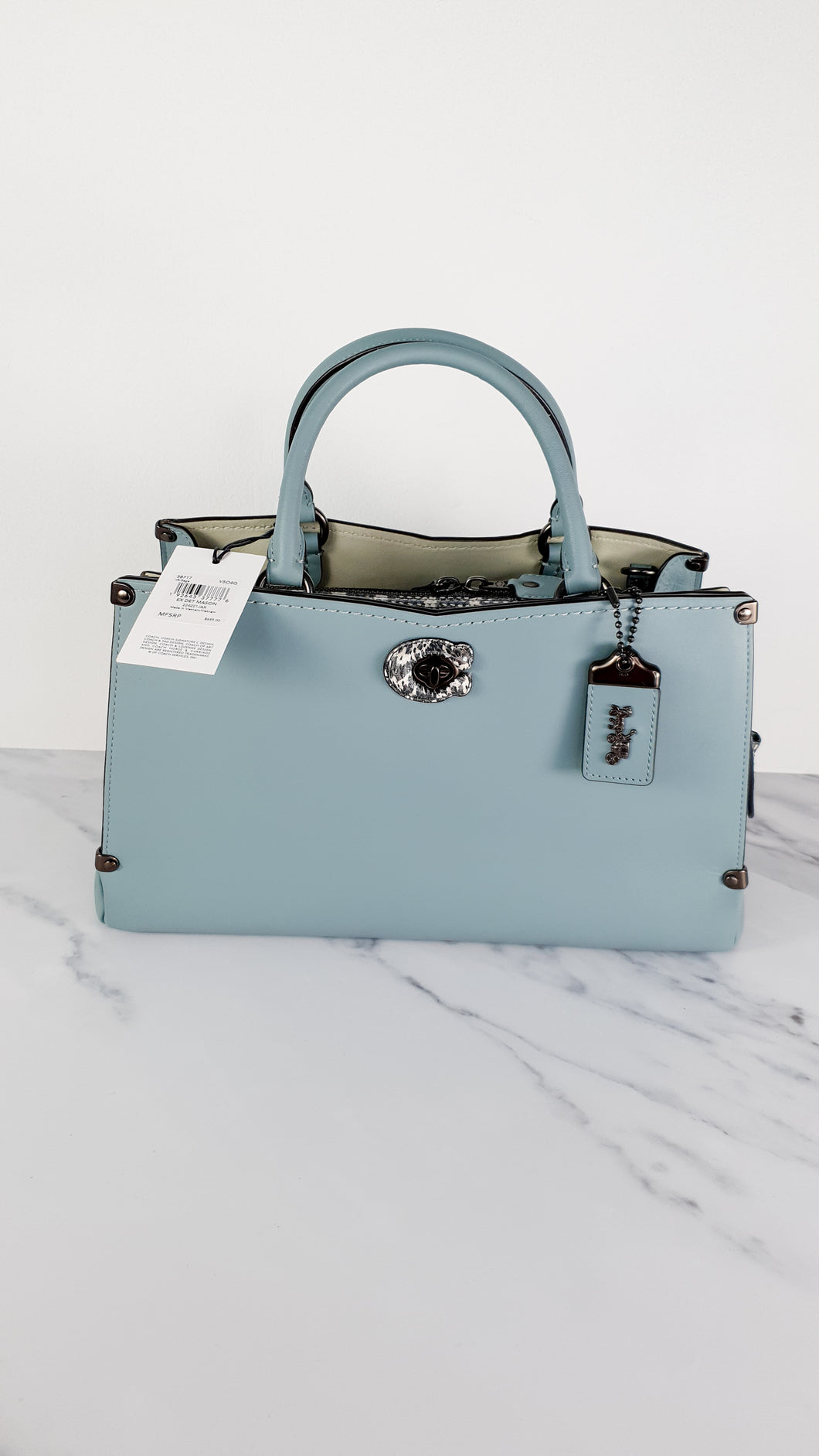 coach mason carryall with metal tea rose